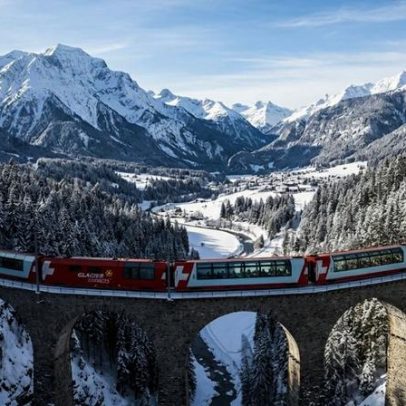Trem mais lento do mundo atravessa 91 túneis e 291 pontes nos Alpes