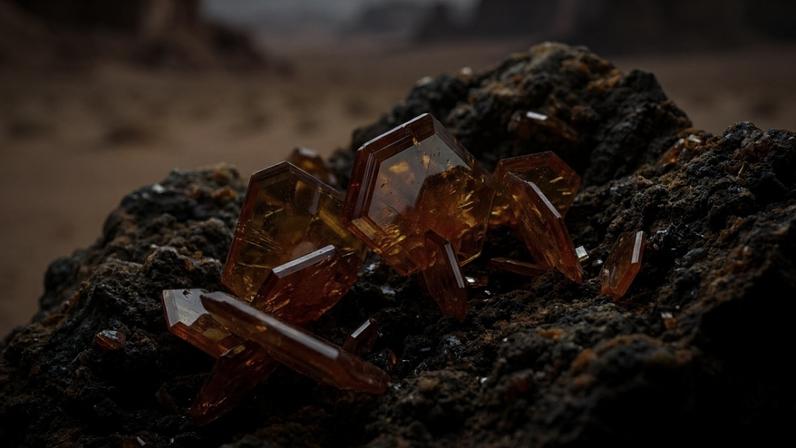 Cristais em formato de placas finas com cor laranja vibrante formados em áreas de oxidação de chumbo – Créditos: depositphotos.com / Minakryn