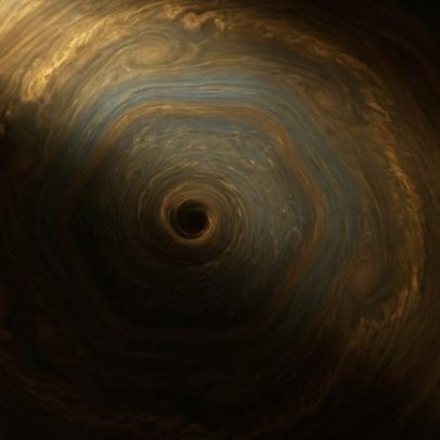 Nuvem hexagonal gigante no polo norte de Saturno intriga cientistas