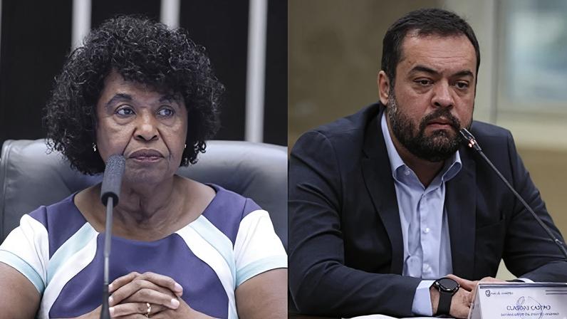 deputada federal Benedita da Silva (PT) e o ex-governador do Rio de Janeiro Cláudio Castro (PL)