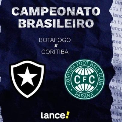 Botafogo x Coritiba: horário, transmissão e escalações pelo Brasileirão