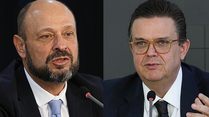 Presidente do INSS, Gilberto Waller (à esquerda), e o ministro da Previdência Social, Wolney Queiroz (à direita)