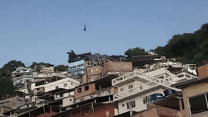 Em vídeos que circulam nas redes sociais, é possível ver um helicóptero sobrevoando o Vidigal