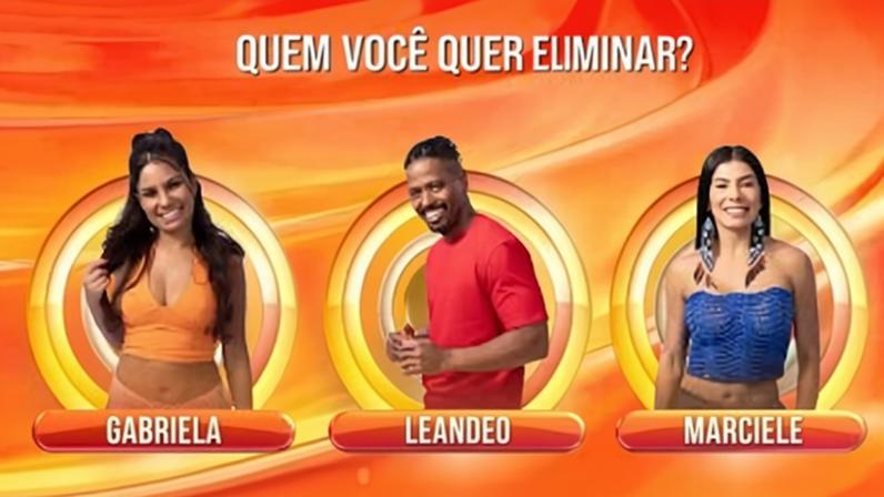 Vote em quem você quer eliminar do BBB 26: Gabriela, Leandro Boneco ou Marciele