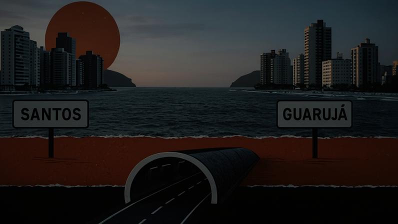 Ilustração do túnel Santos-Guarujá