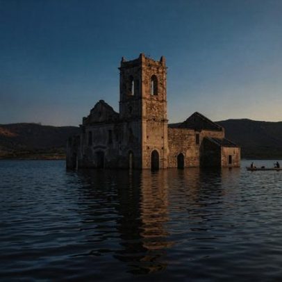 Cidade brasileira engolida por águas: topo de igreja resiste e atrai mergulhistas