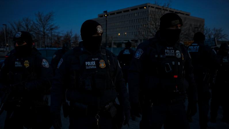 MINNEAPOLIS MINNESOTA JANUARY 14 Department of Homeland Security police officers arrest a person outside of the Bishop...