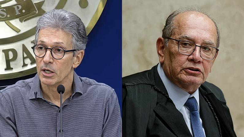 O ex-governador de Minas Gerais, Romeu Zema (Novo) e o Decano do STF ministro Gilmar Mendes