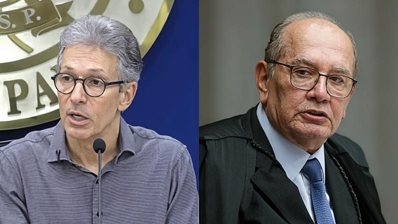 O ex-governador de Minas Gerais, Romeu Zema (Novo) e o decano do STF ministro Gilmar Mendes