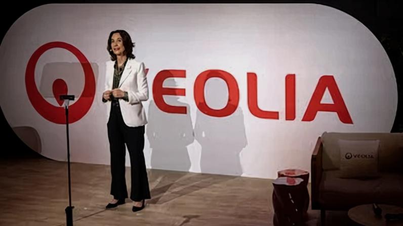 Estelle Brachlianoff, consejera delegada de Veolia, en la junta general de accionistas, en una imagen cedida por la empresa.