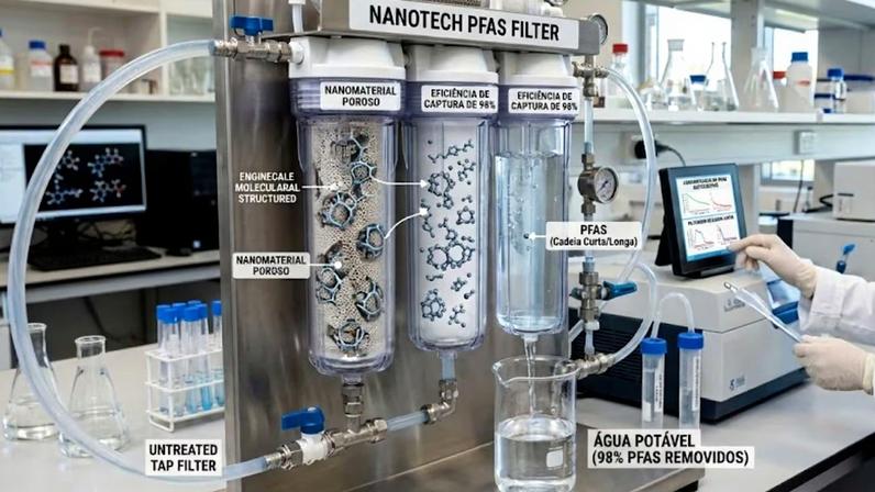 Filtro revolucionário remove até 98% dos químicos persistentes da água