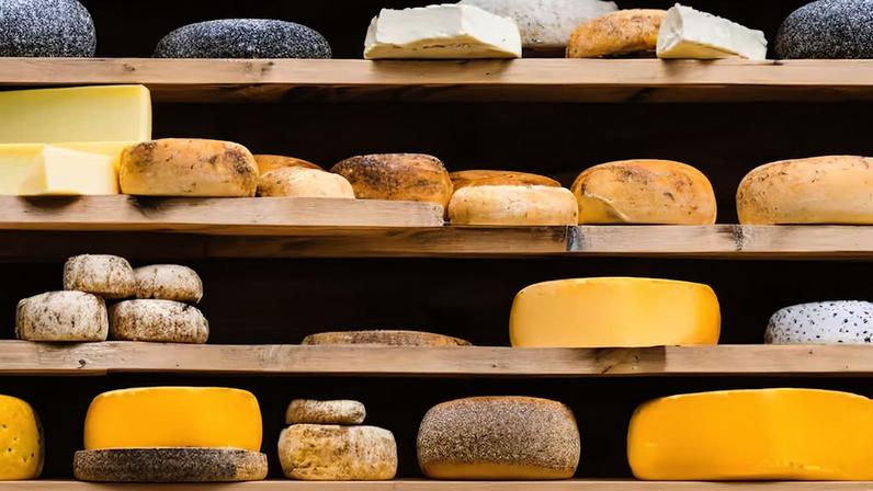 Queijos artesanais em uma prateleira de madeira. Foto: ozun/ Adobe Stock