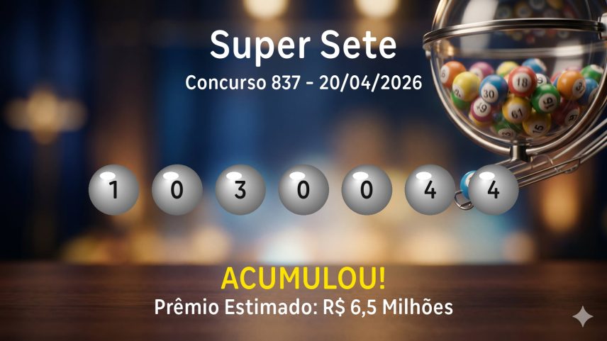 Super Sete: veja os números sorteados no concurso 837
