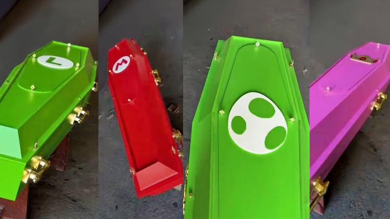 Caixões do Luigi, Super Mario, Yoshi e Princesa Peach