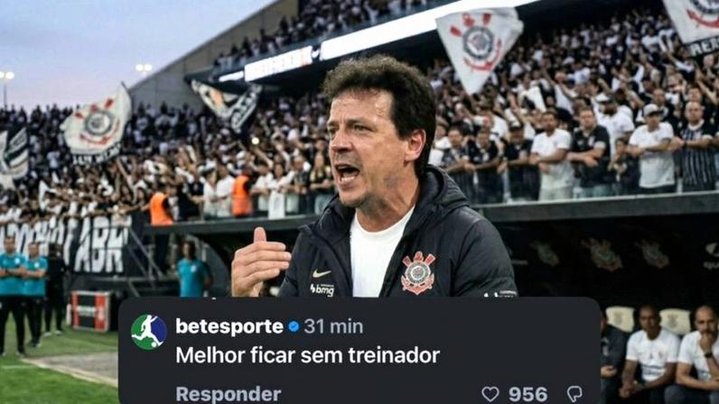 Na imagem, criada com IA, o post da BETesporte sobre uma foto do técnico Fernando Diniz comandando o clube