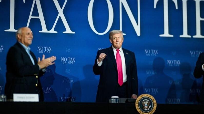 O presidente dos EUA, Donald Trump, em Las Vegas no dia 16 de abril de 2026