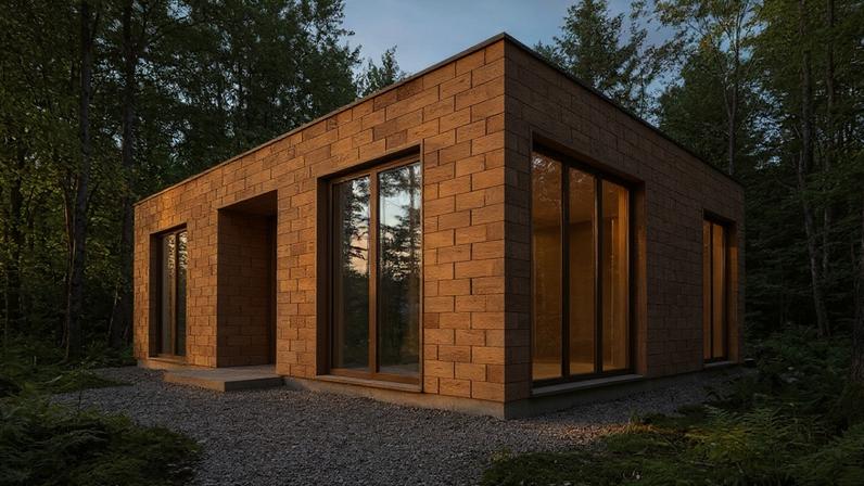 Estrutura interna da casa revelando o padrão de encaixe modular