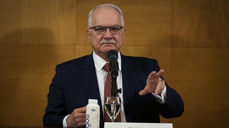 O presidente do STF, Edson Fachin, durante palestra na FGV, em São Paulo