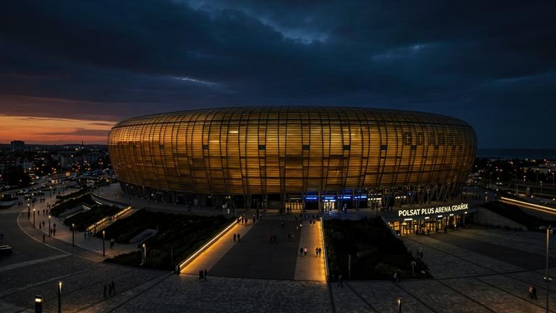 Arena moderna com 41.620 lugares, maior palco esportivo do norte da Polônia