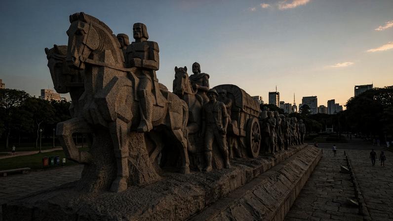 Escultura monumental em granito de Victor Brecheret situada no Parque Ibirapuera – Créditos: depositphotos.com / sergio_pulp