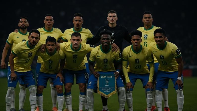 Equipe da Seleção Brasileira antes do jogo contra a Coreia do Sul