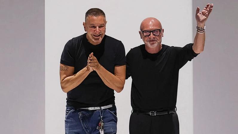 Estilistas Domenico Dolce e Stefano Gabbana na Fashion Week em Milão