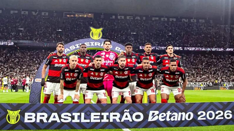 Time do Flamengo que enfrentou o Corinthians pelo Brasileirão (Foto: Adriano Fontes/Flamengo)