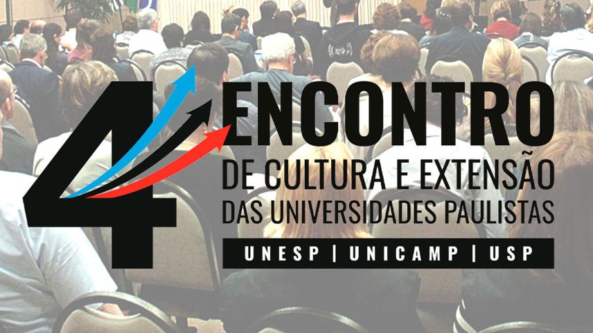 Fotomontagem com logo do Encontro de Cultura e Extensão das Universidades Estaduais Paulistas e foto de Francisco Emolo / Jornal da USP