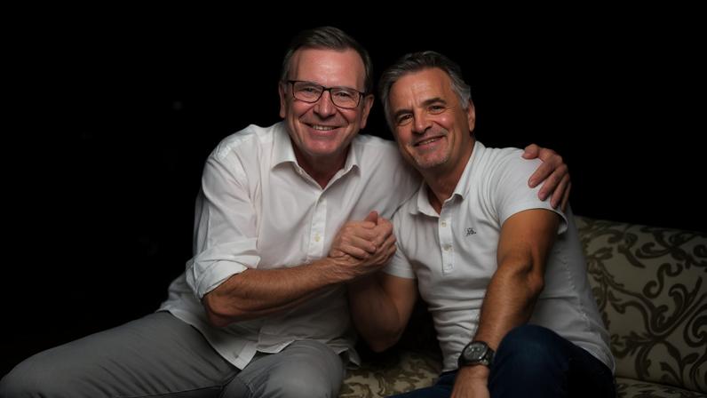O prefeito Eduardo Paes e o deputado Aécio Neves