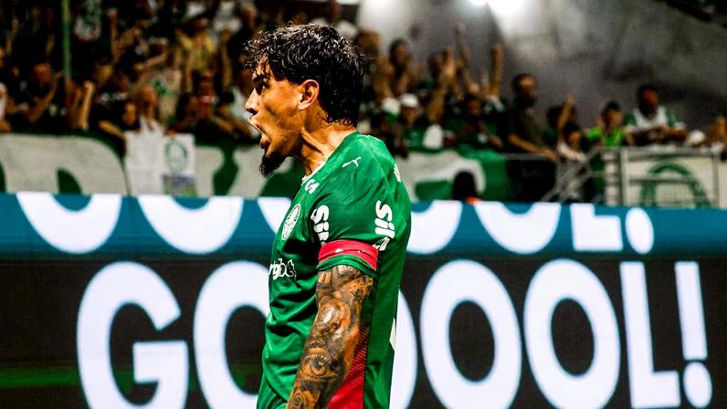 Gustavo Gómez comemora gol marcado em Palmeiras x Athletico-PR no Brasileirão 2026. Foto: Taba Benedicto/ Estadão