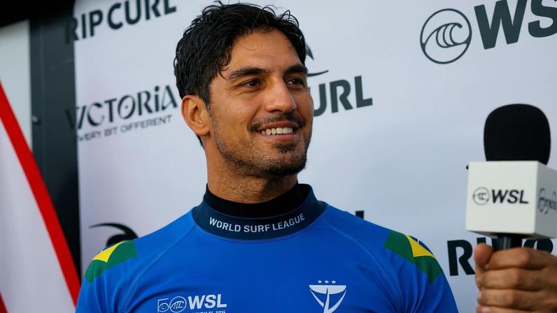 Gabriel Medina competindo na etapa da WSL em Bells Beach 2026 (Foto: WSL / Ed Sloane)