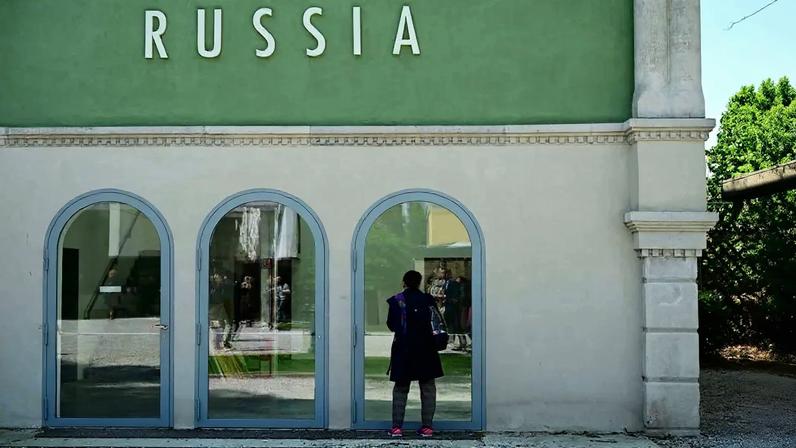 A view shows the closed Russian Pavilion on a press day at the 59th Venice Art Biennale in Venice on April 20, 2022.
