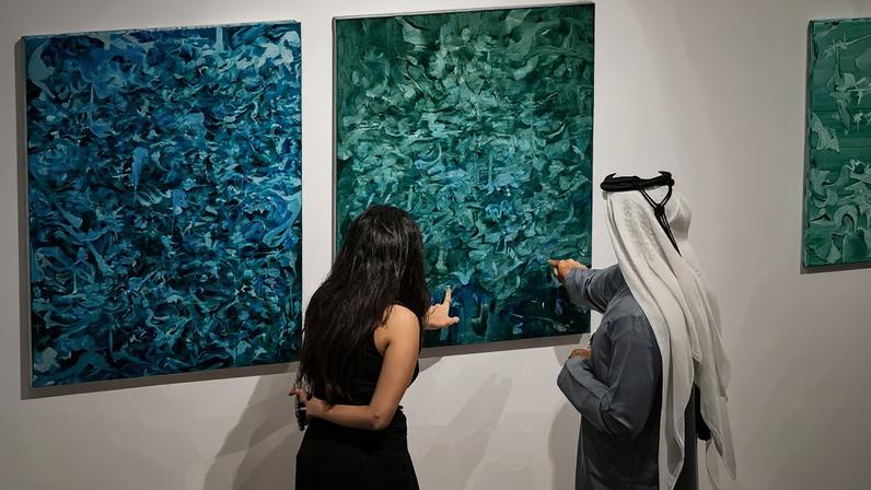 DUBAI, UNITED ARAB EMIRATES - APRIL 16: General view of exhibits on Day 2 of Art Dubai 2025 at Madinat Jumeirah Conference and Events Centre on April 16, 2025 in Dubai, United Arab Emirates. Art Dubai, the Middle East’s leading international art fair, holds its 2025 edition at Madinat Jumeirah. Featuring 120 galleries drawn from 65 cities and five continents, alongside an ambitious programme of commissions and installations, talks and conferences and special event.(Photo by Cedric Ribeiro/Getty Images for Art Dubai)