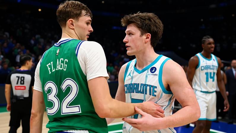 Cooper Flagg (32) and Kon Knueppel were teammates at Duke before becoming the top two candidates for this year's NBA Rookie of the Year award. Flagg was named the winner on Monday.