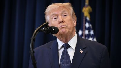 O presidente dos EUA, Donald Trump, durante coletiva de imprensa na Flórida.