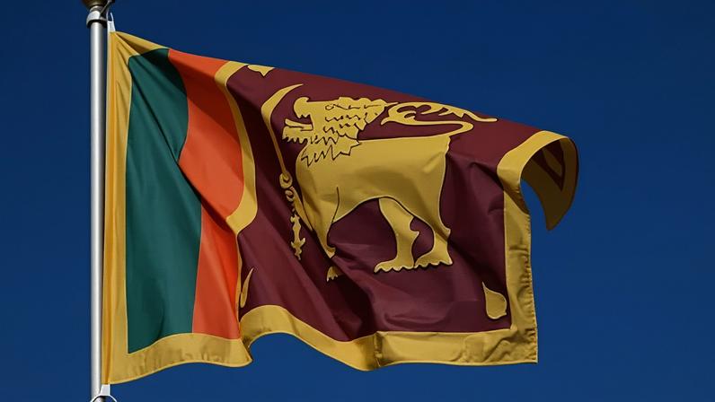 A bandeira nacional da República Democrática Socialista do Sri Lanka