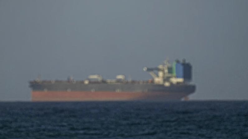 A very large ship passes in the distance several seagulls fly in the air over the sea