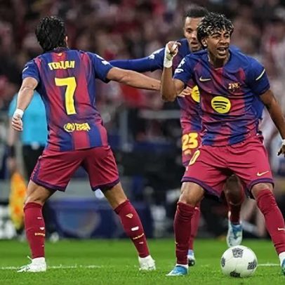 Gol de Yamal abre o placar para o Barcelona contra o Atlético