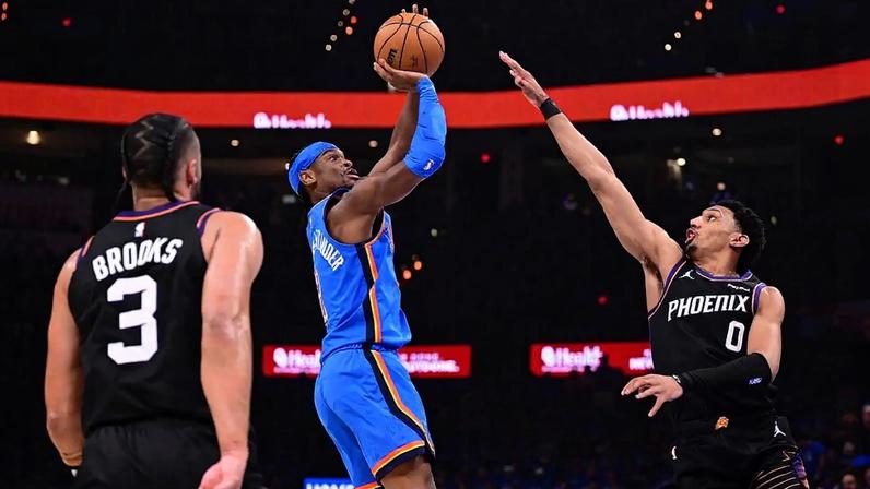 Shai Gilgeous-Alexander and the Oklahoma City Thunder cruised to a Game 1 victory over the Phoenix Suns on Sunday.