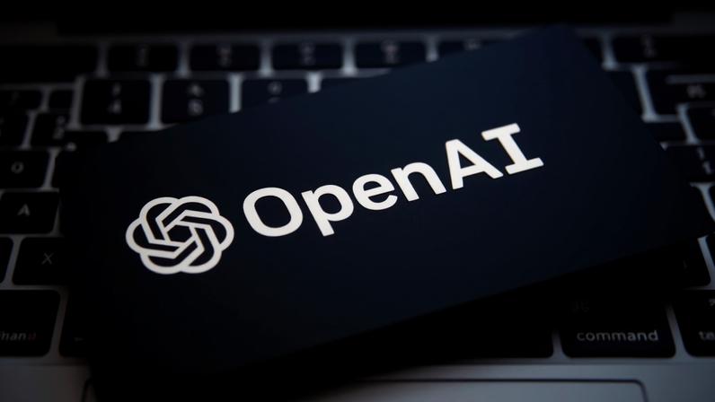 OpenAI logo is displayed on a mobile phone screen for illustration photo