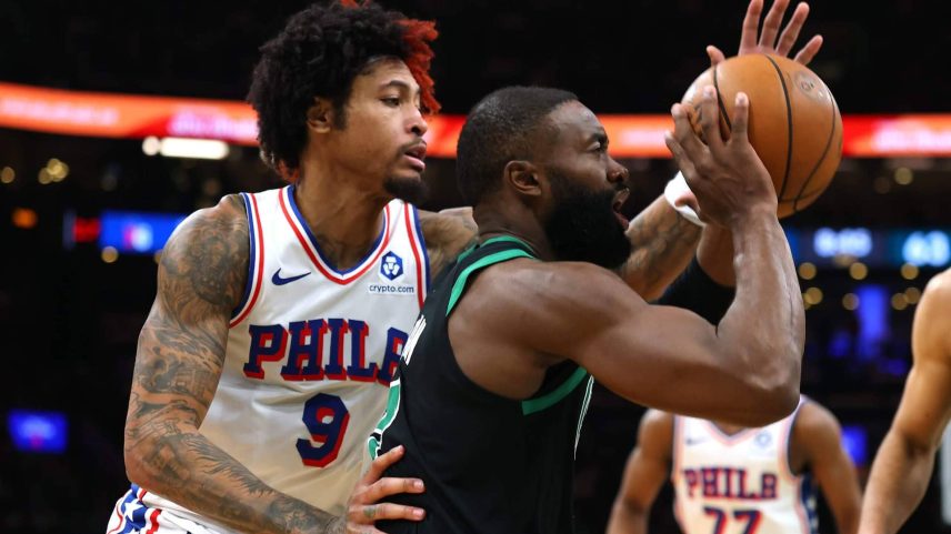 Kelly Oubre Jr. and the 76ers staved off elimination with a win over Jaylen Brown's Celtics.