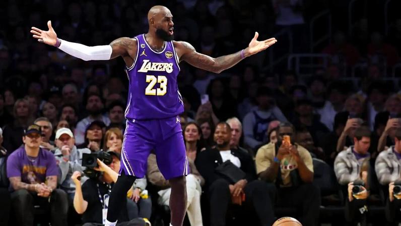 LeBron James reacts to a foul call during the second quarter of the Lakers' 99-93 loss in Game 5 to the Rockets.