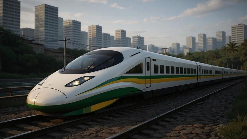 Trem-bala SP–RJ: projeto autorizado prevê viagem de 105 minutos entre São Paulo e Rio. (Foto: Imagem criada usando ChatGPT/Gazeta do Povo)