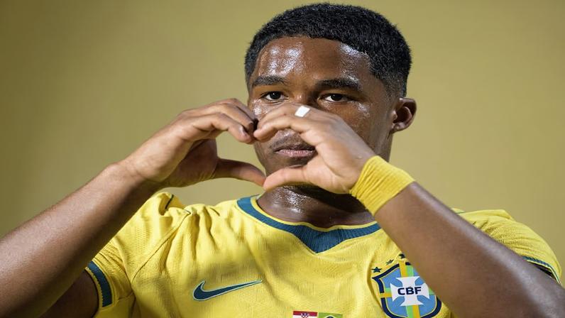 Endrick durante o amistoso entre Brasil e Croácia, na Flórida