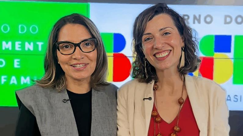 Na imagem, a primeira-dama Janja da Silva (à esq.) e a ministra Fernanda do Desenvolvimento Agrário e Agricultura (à dir.)