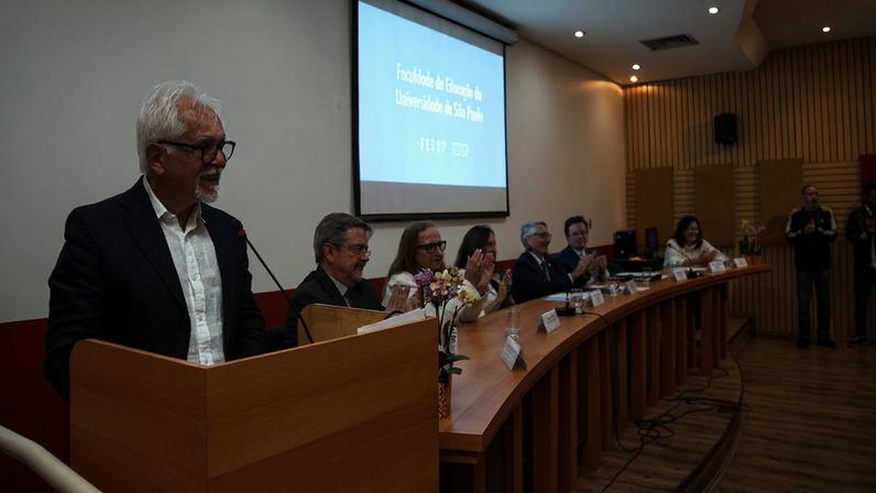 O novo diretor da FE, José Sérgio Fonseca de Carvalho, destacou o papel da faculdade no contexto da Universidade – Foto: Cecília Bastos/USP Imagens