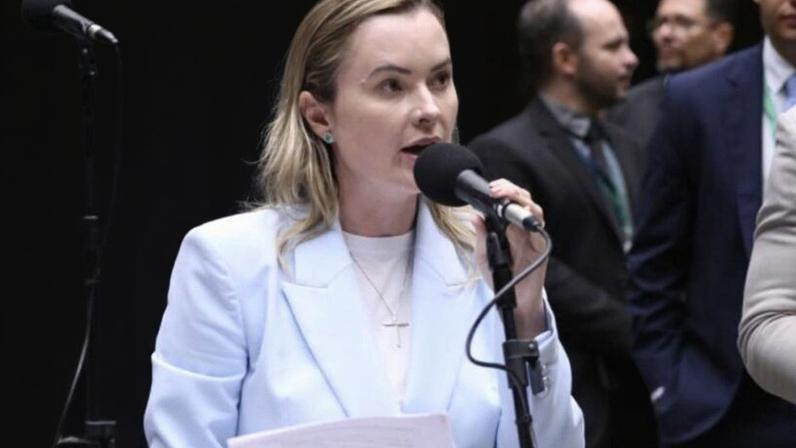 Na imagem, a dep. Júlia Zanatta (PL-SC) no plenário da Câmara dos Deputados, em Brasília