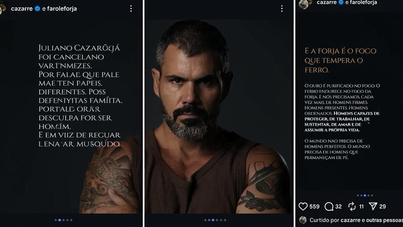 Juliano Cazarré afirma que "a sociedade enfraqueceu" o sexo masculino, e a proposta do evento de três dias é debater sobre o tema (Foto: Reprodução/Instagram/@Cazarré)