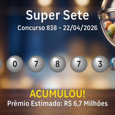 Super Sete: números sorteados no concurso 838