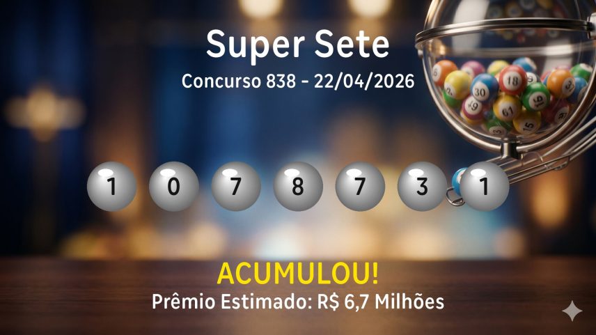 Super Sete: veja os números sorteados no concurso 838
